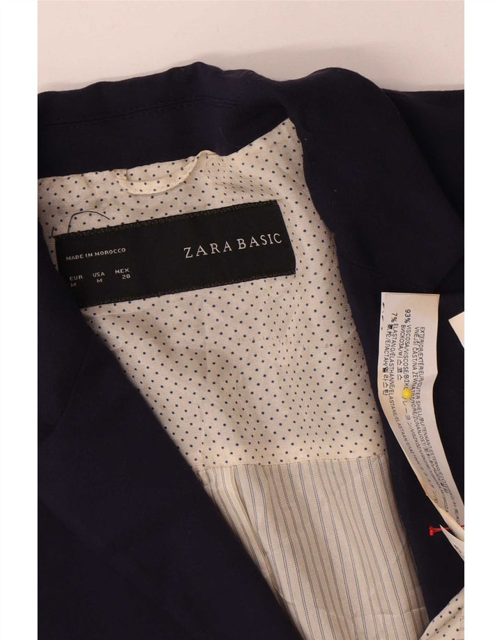 Zara Chaqueta Blazer De 1 Botón para Mujer UK 42 Medium Azul Marino Viscosa