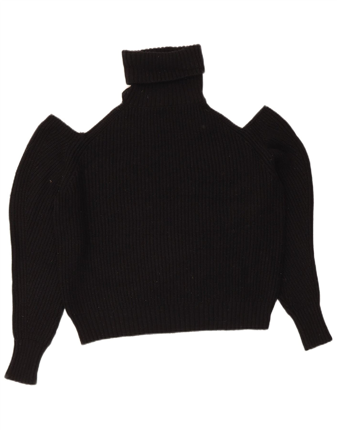 Zara Mujer Crop Oversize Roll Neck Jumper Sweater UK 10 Small Negro