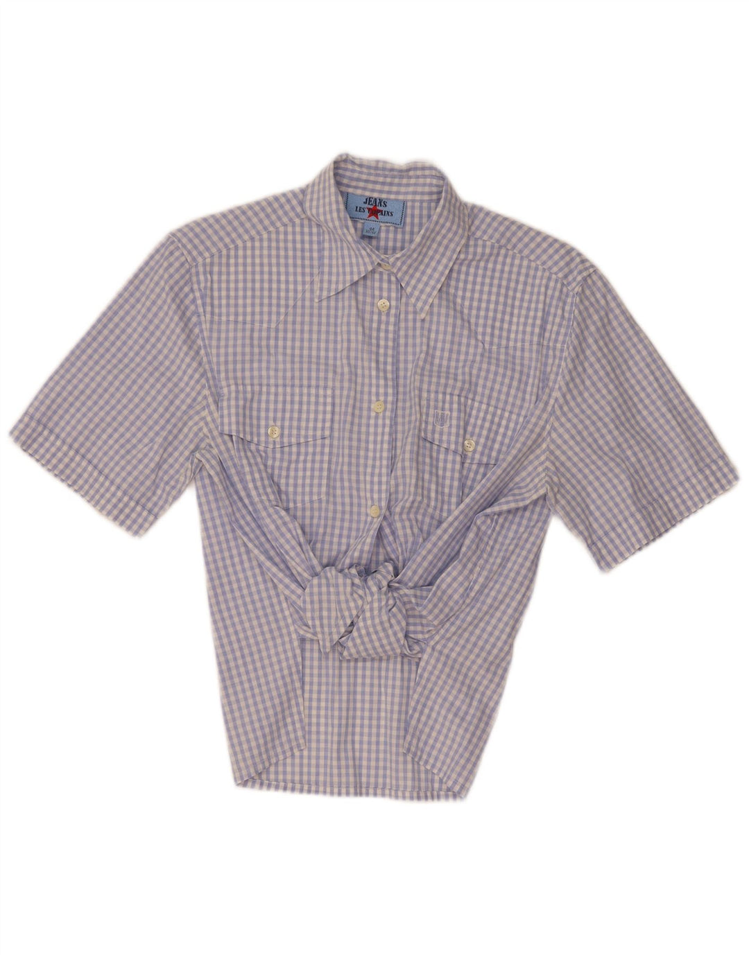 Blusa Mujer Les Copains Manga Corta IT 44 Vichy Azul Medio