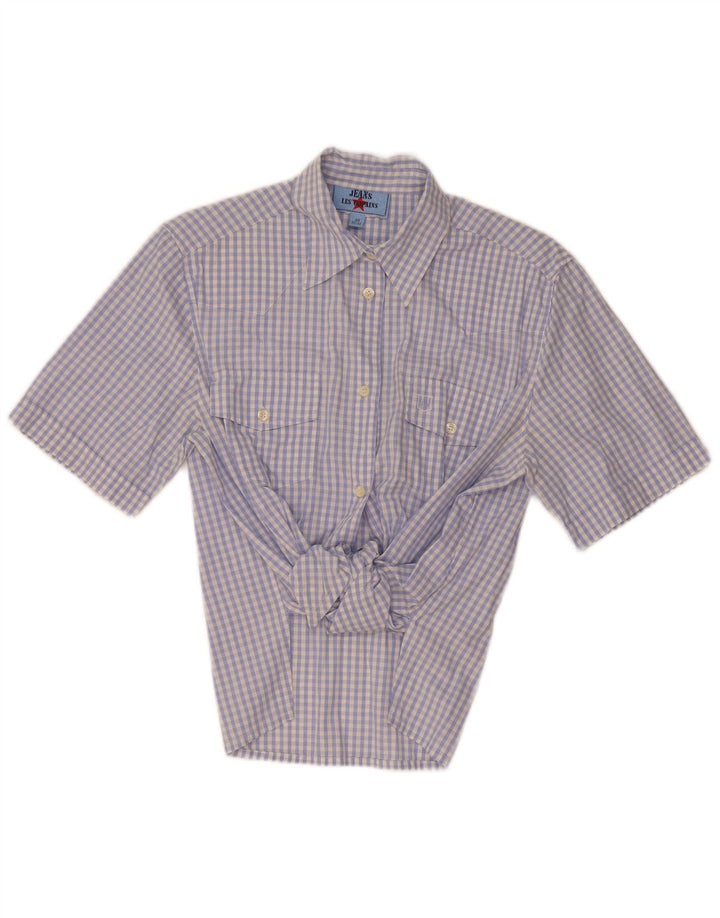 Blusa Mujer Les Copains Manga Corta IT 44 Vichy Azul Medio