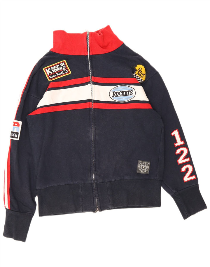 Vintage hombres motorstyle chándal top chaqueta pequeña azul marino retro