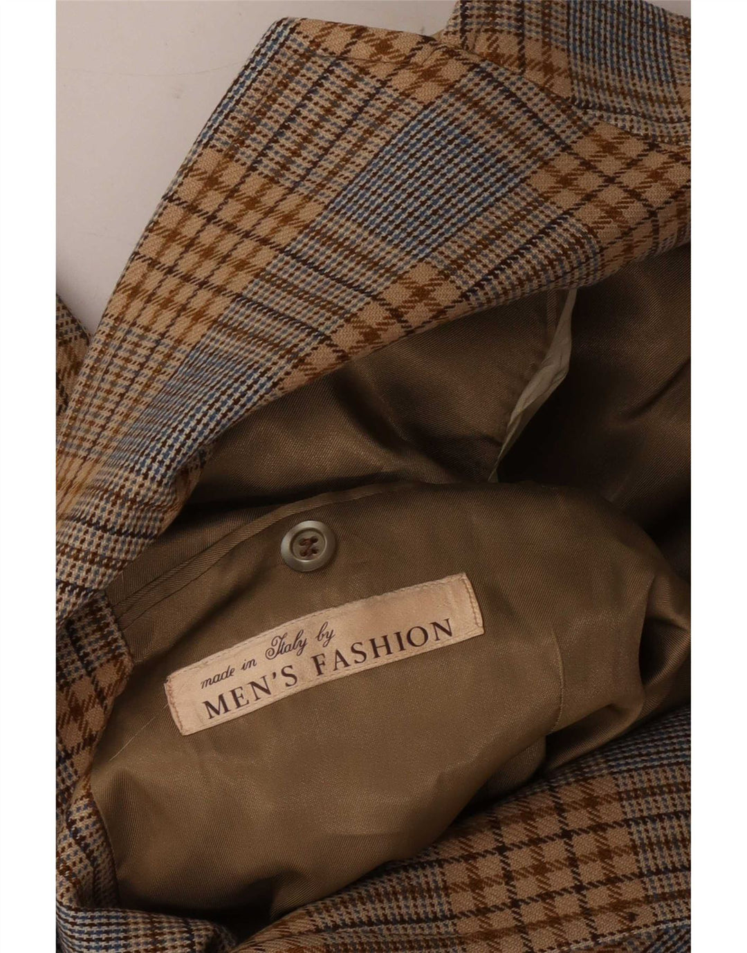 Vintage hombres 2 botones Blazer chaqueta Reino Unido 36 pequeño marrón Houndstooth