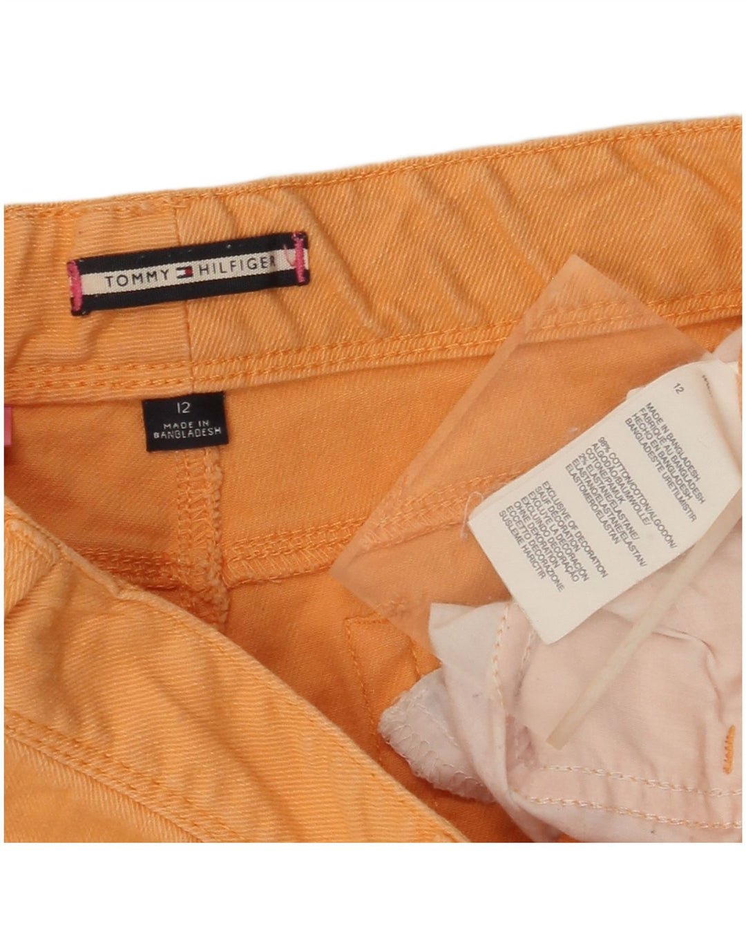 TOMMY HILFIGER Pantalones casuales ajustados para niña 11-12 años W25 L27 Naranja
