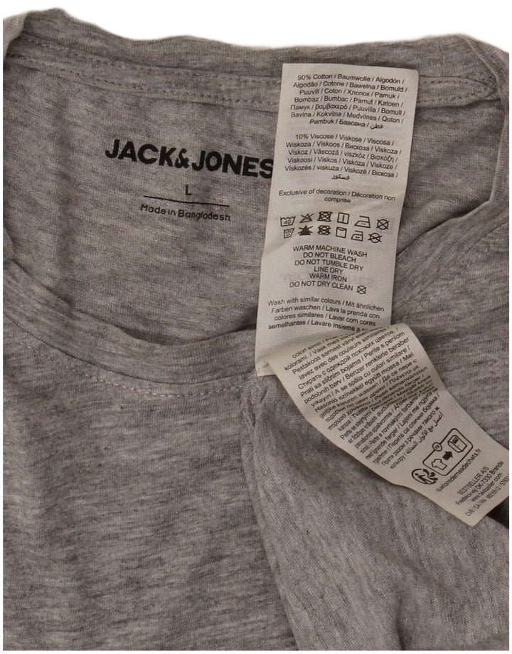 JACK & JONES Hombre Camiseta Top Large Gris Viscosa
