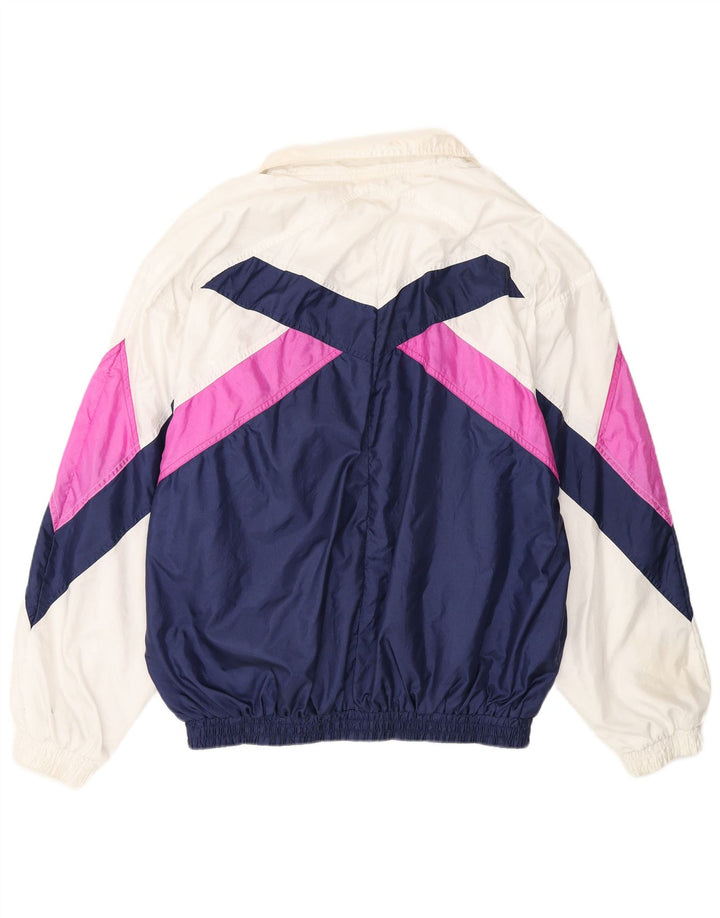 Vintage hombres chándal top chaqueta grande multicolor colorblock poliamida
