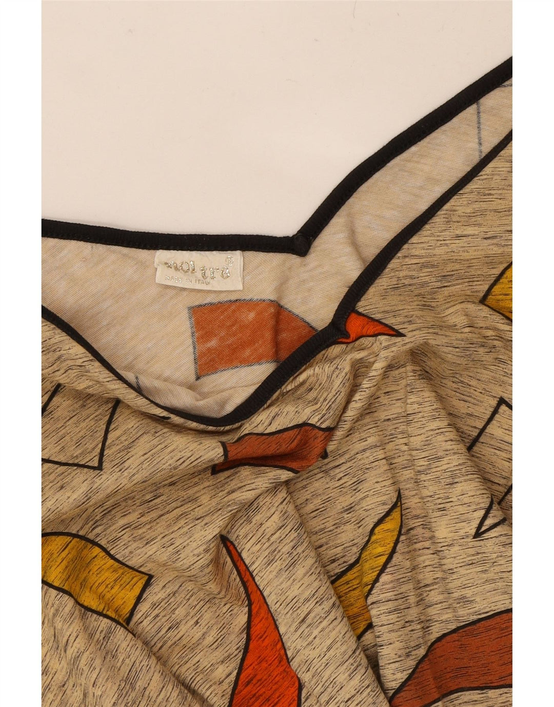 VINTAGE Womens Abstract Pattern 3/4 Sleeve Blouse Top UK 16 Large Beige Vintage Vintage and Second-Hand Vintage from Messina Hembry 