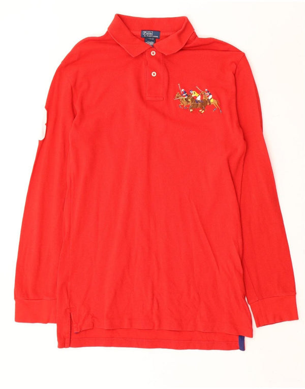 Polo Ralph Lauren Camisa gráfica de manga larga para niño 15-16 años XL Algodón rojo