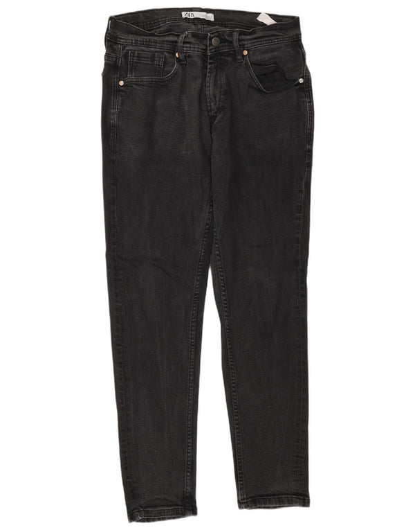 Zara Mens Slim Jeans EU 44 Large W34 L30 Gris Algodón
