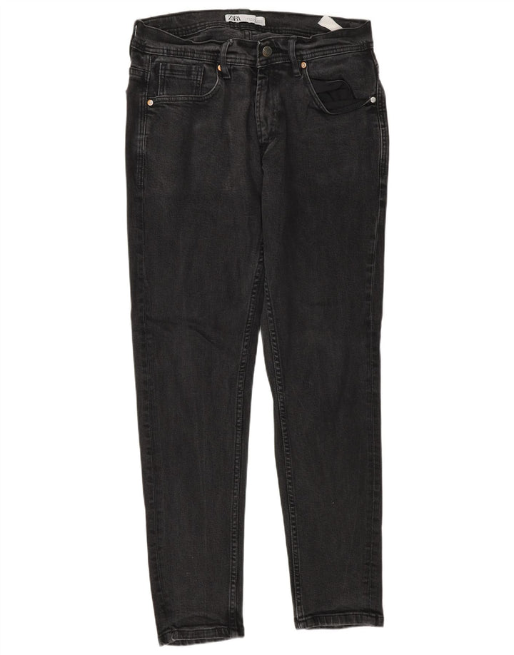 Zara Mens Slim Jeans EU 44 Large W34 L30 Gris Algodón