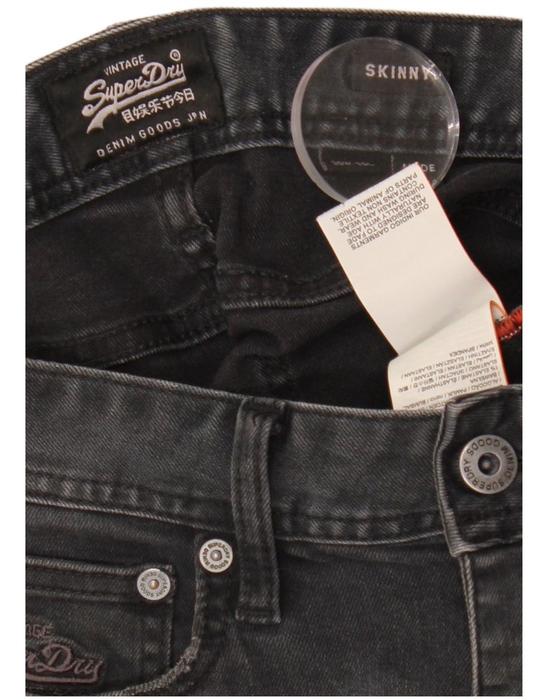 Superdry Vaqueros pitillo desgastados para mujer W30 L32 Algodón negro