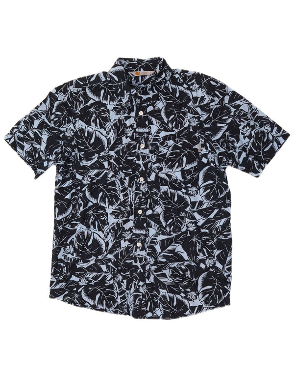 Carhartt Hombre Camisa De Manga Corta De Algodón Floral Azul Marino Medio