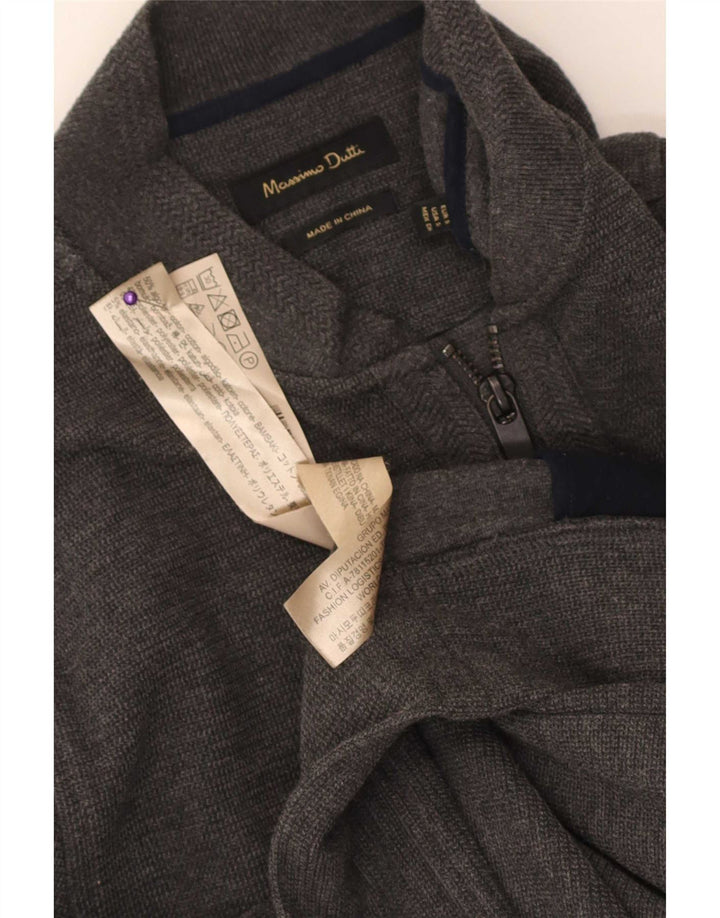 Massimo Dutti Jersey Cárdigan Hombre Small Gris Algodón