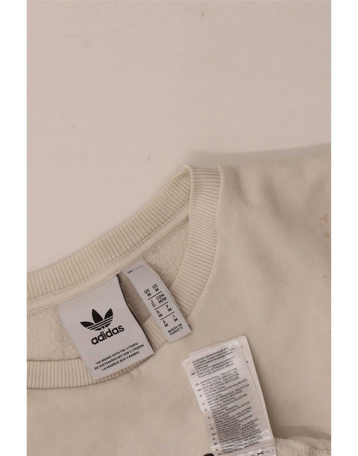 Adidas Sudadera gráfica para mujer Jumper UK 14 Medium Off White Cotton