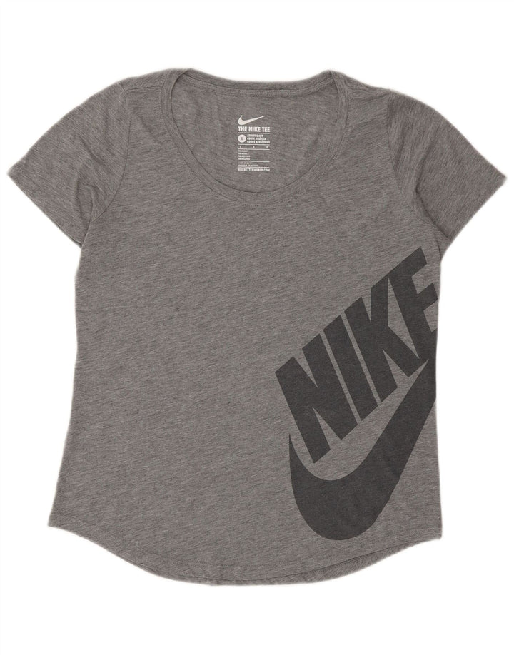 NIKE Camiseta gráfica de corte atlético para mujer UK 40 Grande Poliéster gris