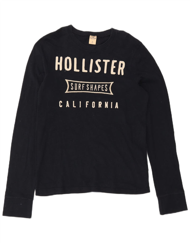 Hollister Hombre Graphic Top Manga Larga Grande Algodón Negro