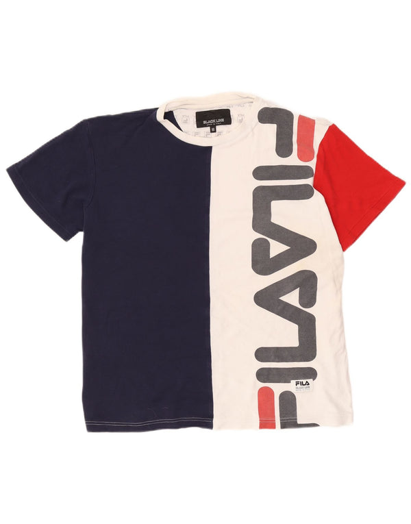 Fila Camiseta gráfica para hombre Top Medium White Colourblock Cotton