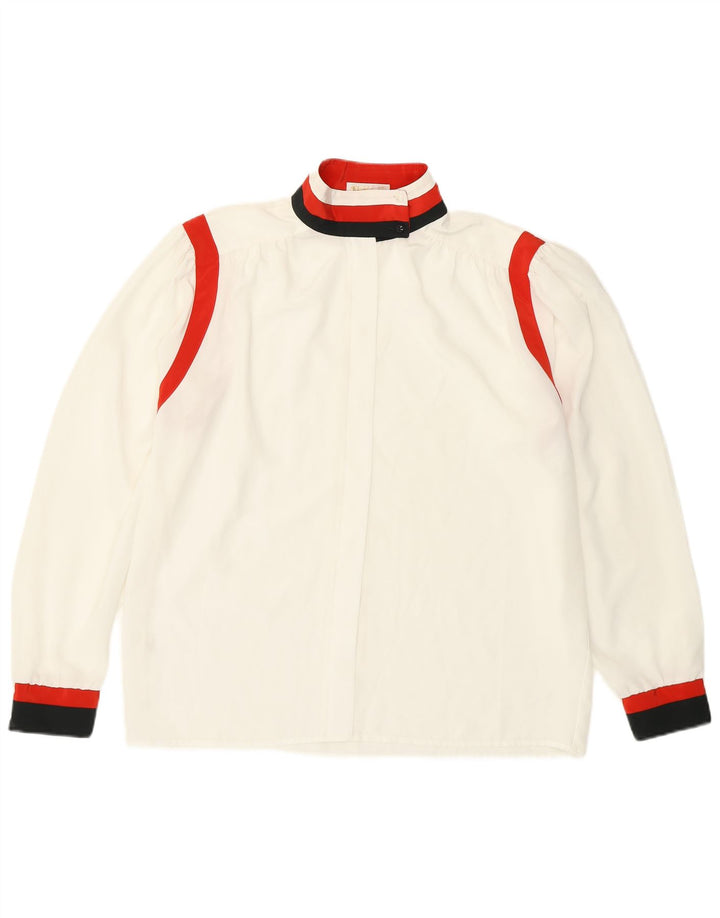 Mona Blusa camisera para mujer UK 44 Grande Blanco Colorblock Poliéster