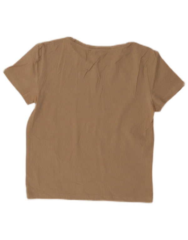 Zara Mujer Crop Camiseta Top UK 8 Small Beige Algodón