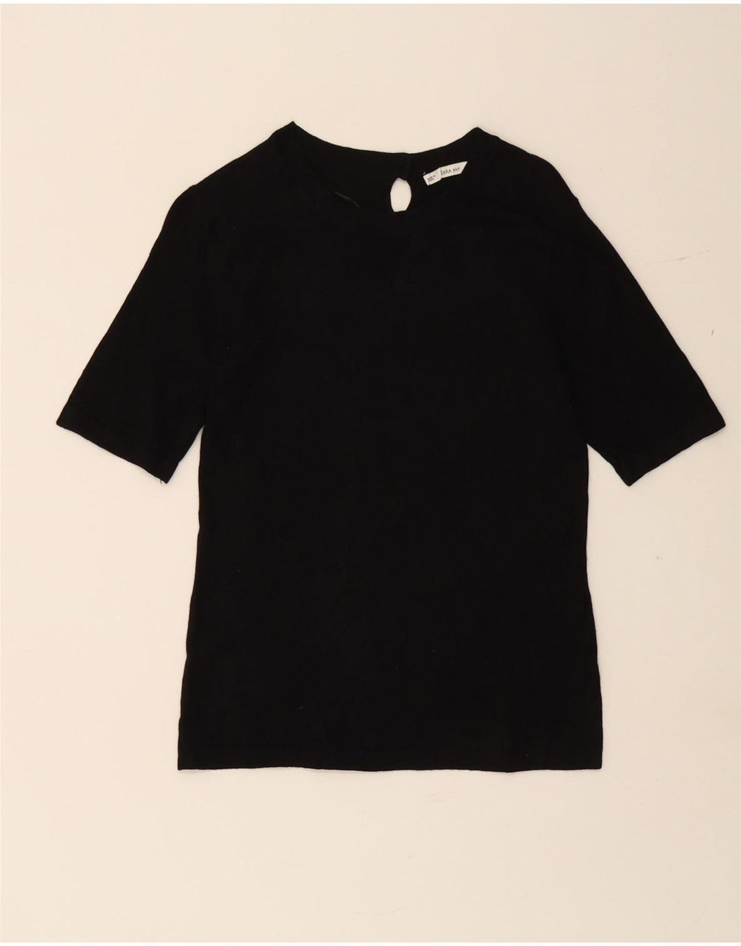 ZARA Jersey de manga corta con cuello barco para mujer, talla 40, talla M, color negro