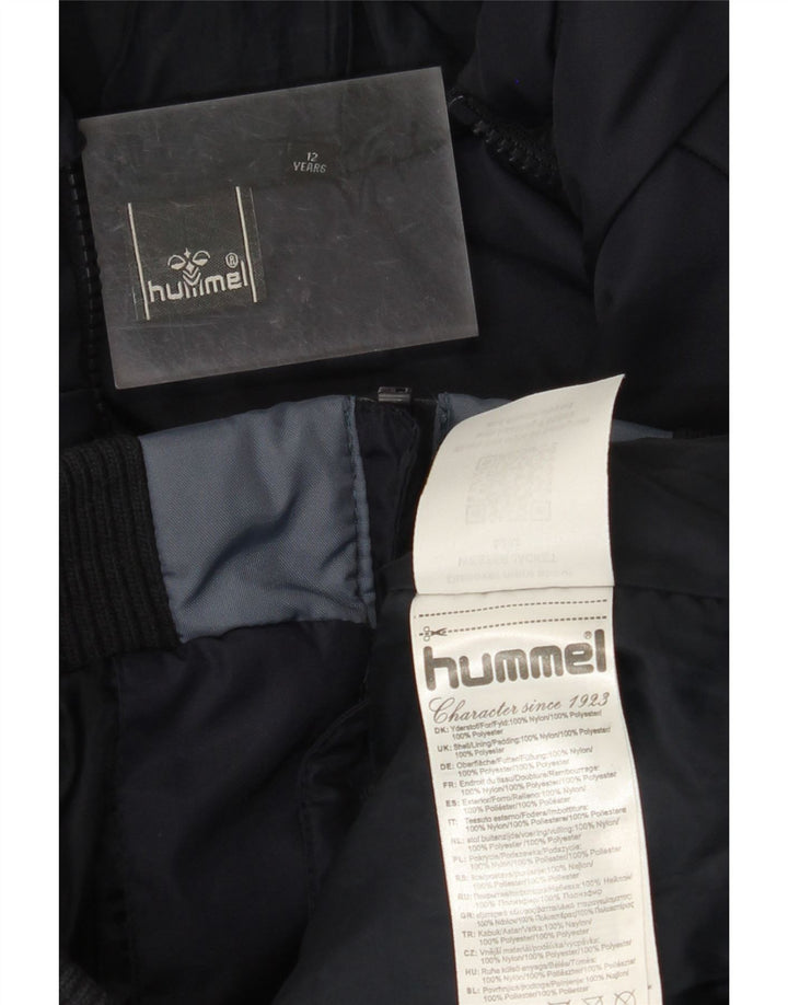 HUMMEL Chaqueta acolchada con capucha y gráfico para niños 11-12 años Azul marino Colorblock