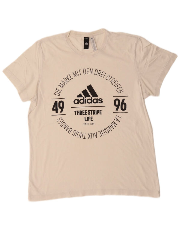 ADIDAS Camiseta gráfica para hombre Top grande de algodón blanco