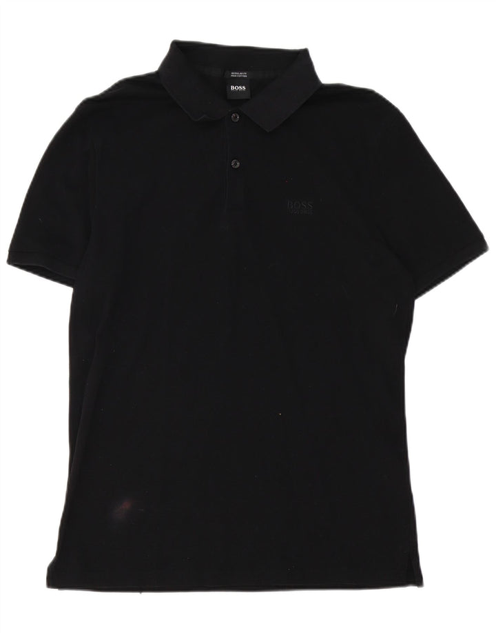 Hugo Boss Hombre | Polo de corte regular de algodón negro mediano