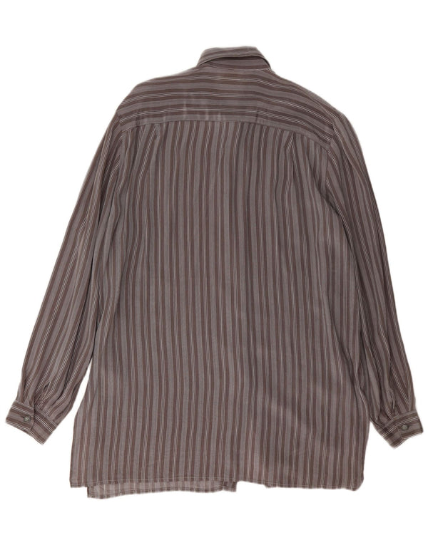 Vestido camisero vintage para mujer IT 46 Acetato de rayas grises grandes