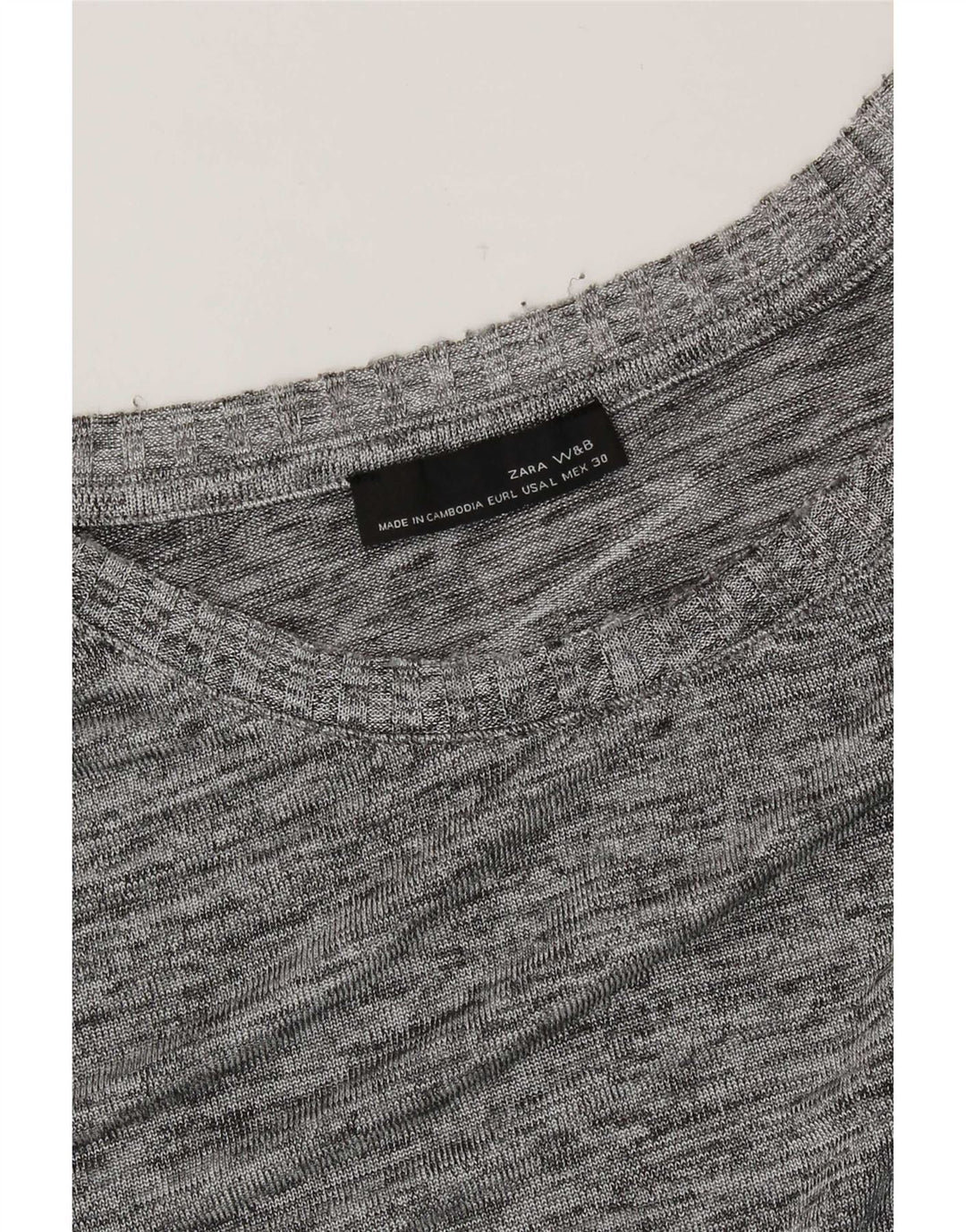 Zara Mujer Top Manga Larga UK 46 Grande Gris Moteado