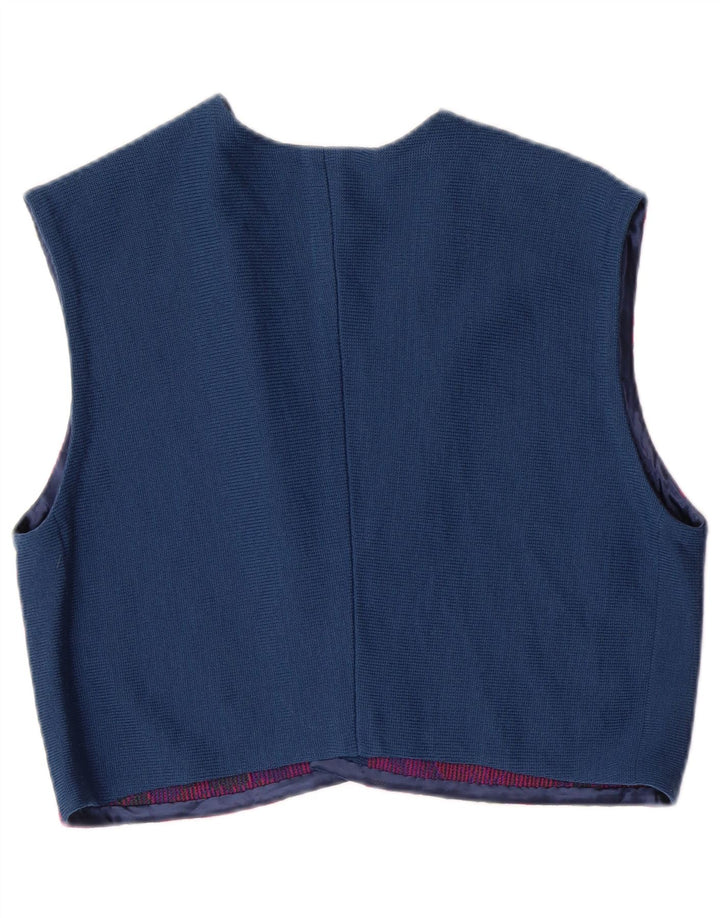 VINTAGE Conjunto de 3 piezas para mujer IT 46 Grande W26 Lana virgen floral azul marino