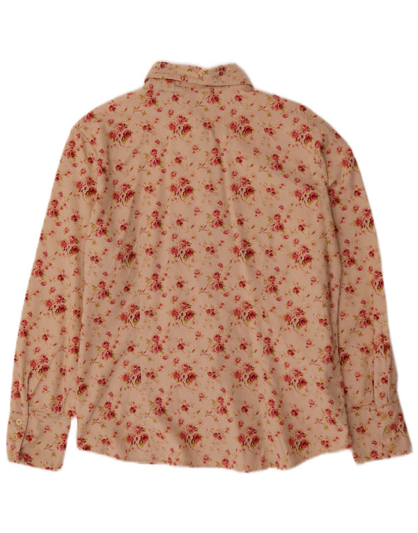 EDDIE BAUER Camisa de pana para mujer UK 44 Algodón floral beige medio