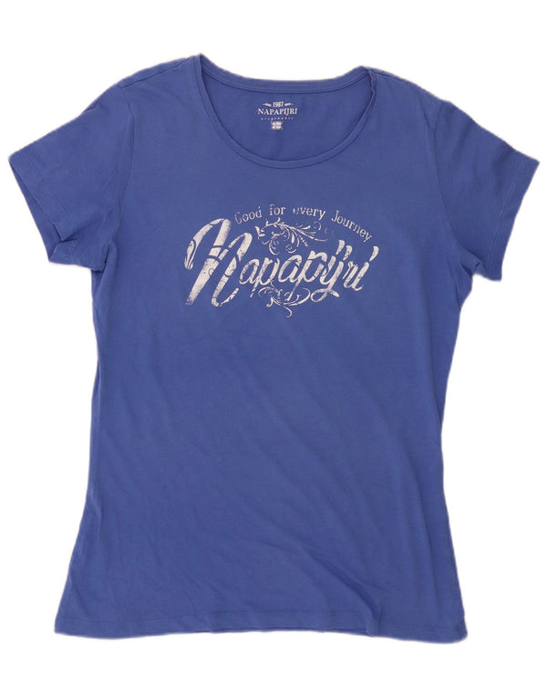 Napapijri Camiseta con gráfico geográfico para mujer UK 40 XL Azul