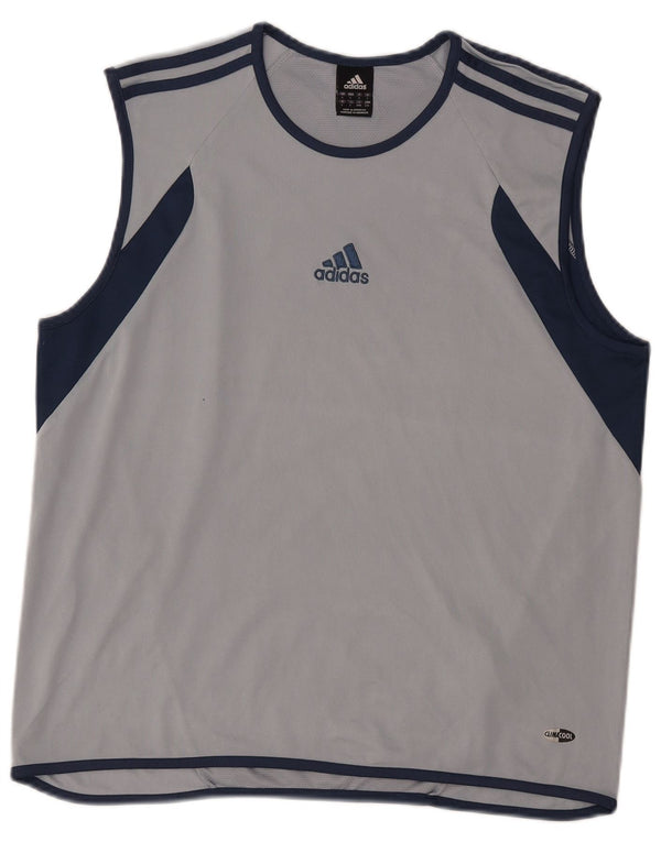 Adidas Mens Climacool Vest Top Grande Gris Colorblock Poliéster