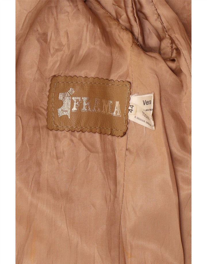 Vintage mujer 2 botones Blazer chaqueta IT 44 medio beige cuero clásico