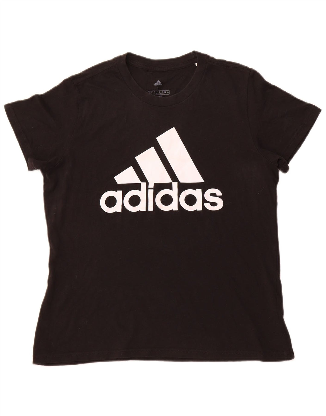 ADIDAS Camiseta gráfica para mujer Top UK 16/18 Grande Algodón negro