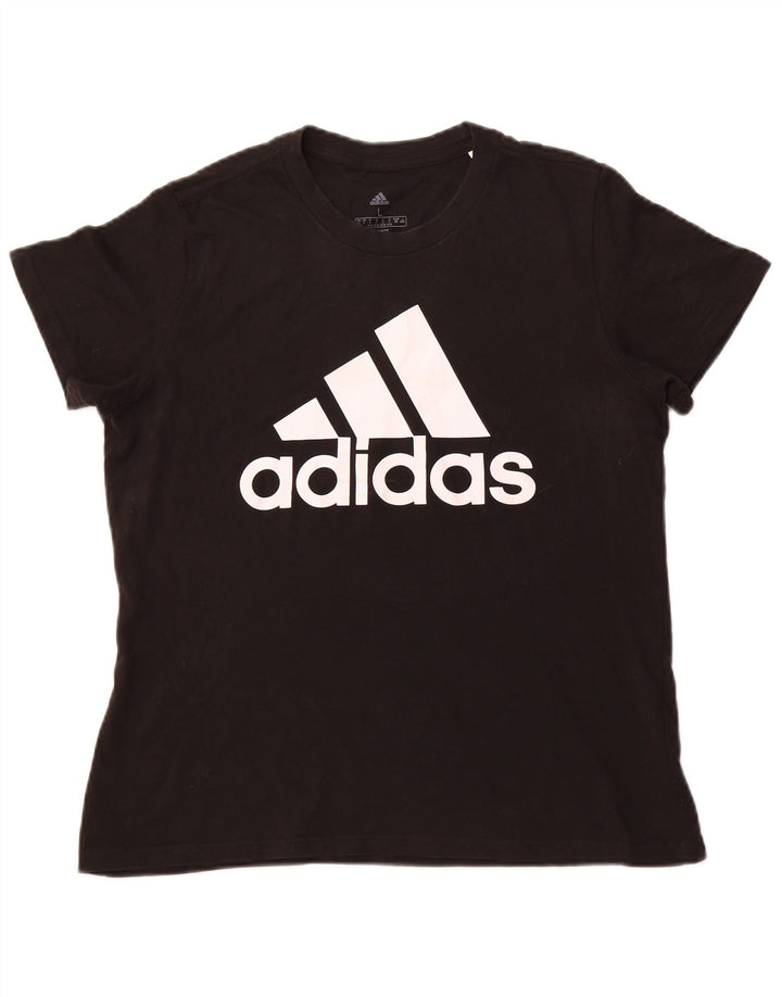 ADIDAS Camiseta gráfica para mujer Top UK 16/18 Grande Algodón negro