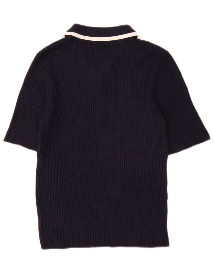 Marks & Spencer Suéter tipo jersey con cuello tipo polo para mujer UK 44 Azul marino mediano