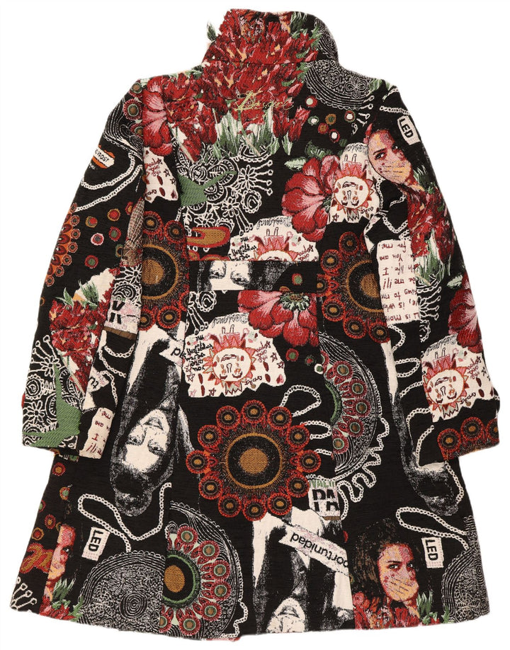 Abrigo Desigual Mujer Estampado Abstracto EU 46 XL Poliéster Floral Negro