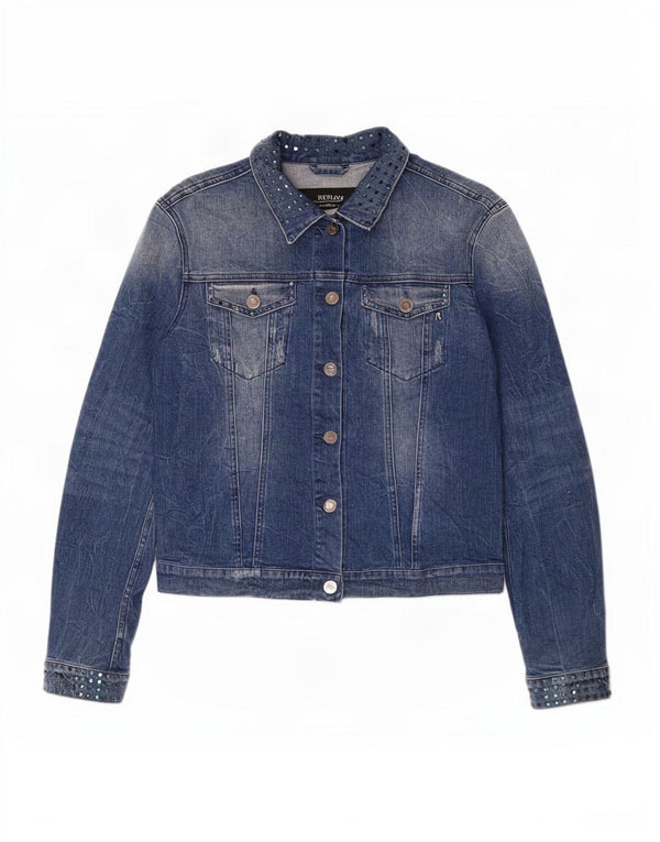 Replay Chaqueta Vaquera para Mujer ES 40 XL Algodón Azul
