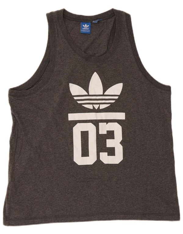 Adidas Mens Graphic Vest Top Grande Gris Algodón
