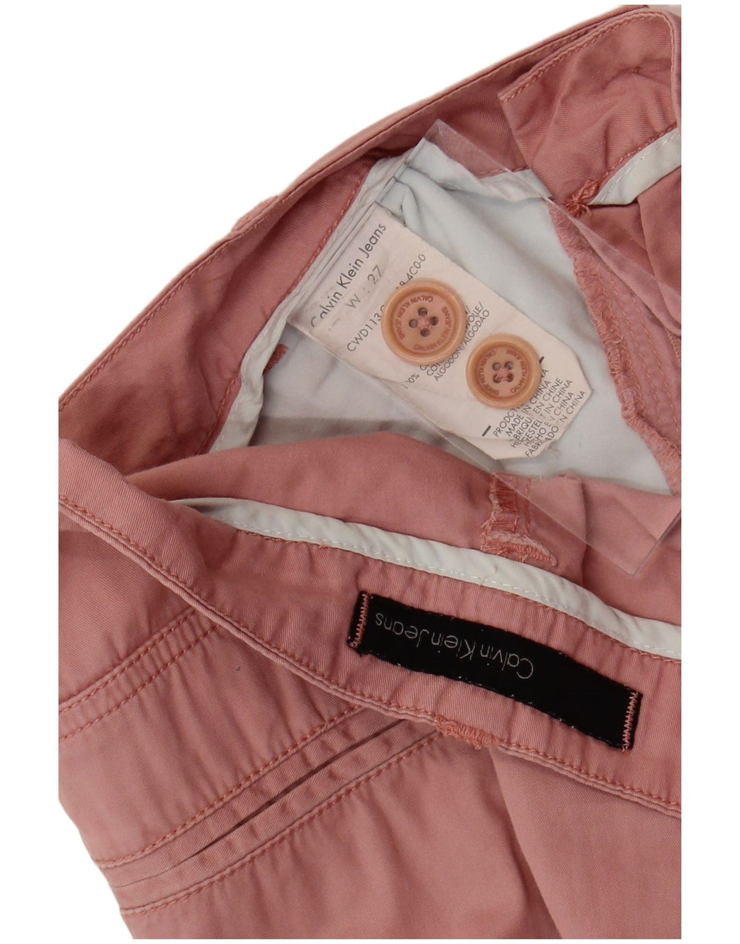 CALVIN KLEIN JEANS Pantalones cortos chinos para mujer W27 Small Pink Cotton