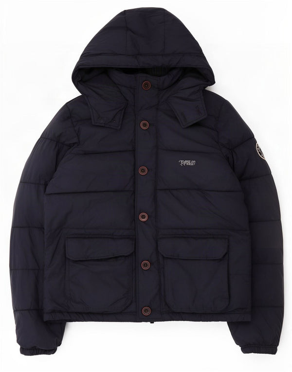 Abercrombie & Fitch Chaqueta acolchada con capucha para hombre UK 42 XL Poliéster azul marino