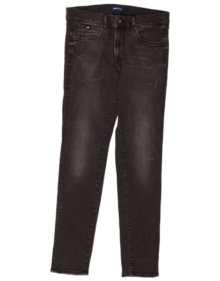 Vaqueros ajustados desgastados para hombre Gas W33 L34 Algodón negro