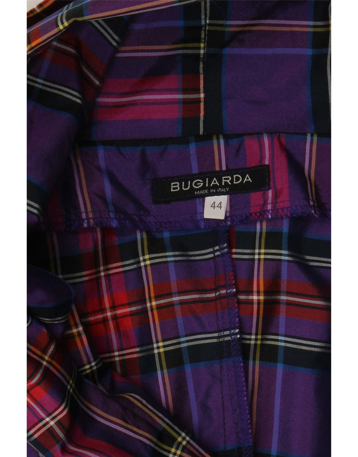 Vintage mujer 3/4 manga crop blazer chaqueta IT 44 cheque púrpura medio