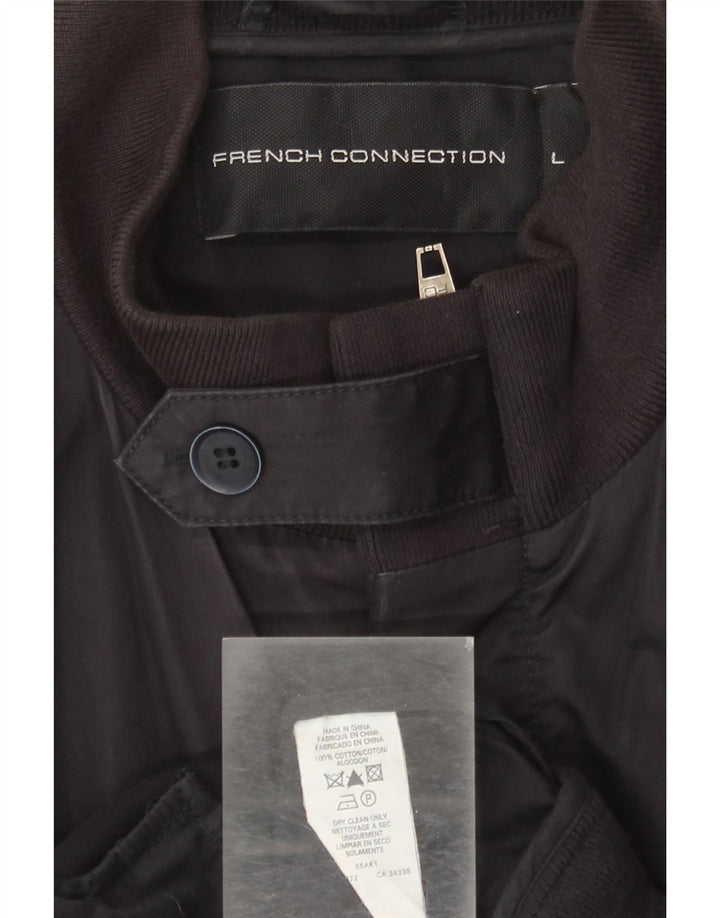 French Connection Chaqueta Bomber para Hombre UK 40 Grande Algodón Azul Marino