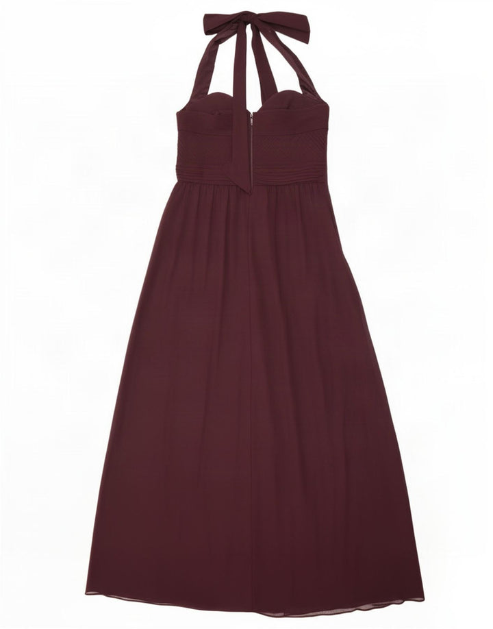 Coast Maxi Vestido Halter para Mujer UK 42 Poliéster Burdeos Medio