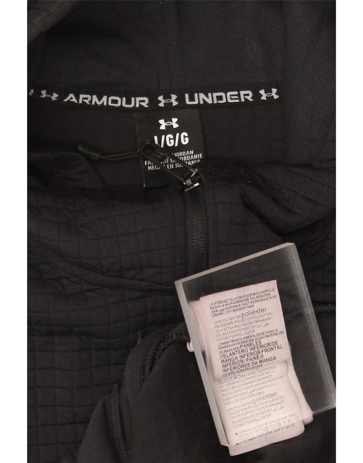 Under Armour Sudadera con capucha y cremallera para hombre, talla grande, poliéster negro