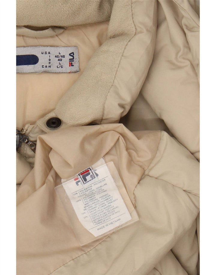 Fila Abrigo acolchado con capucha para mujer Reino Unido 46 Poliéster beige grande