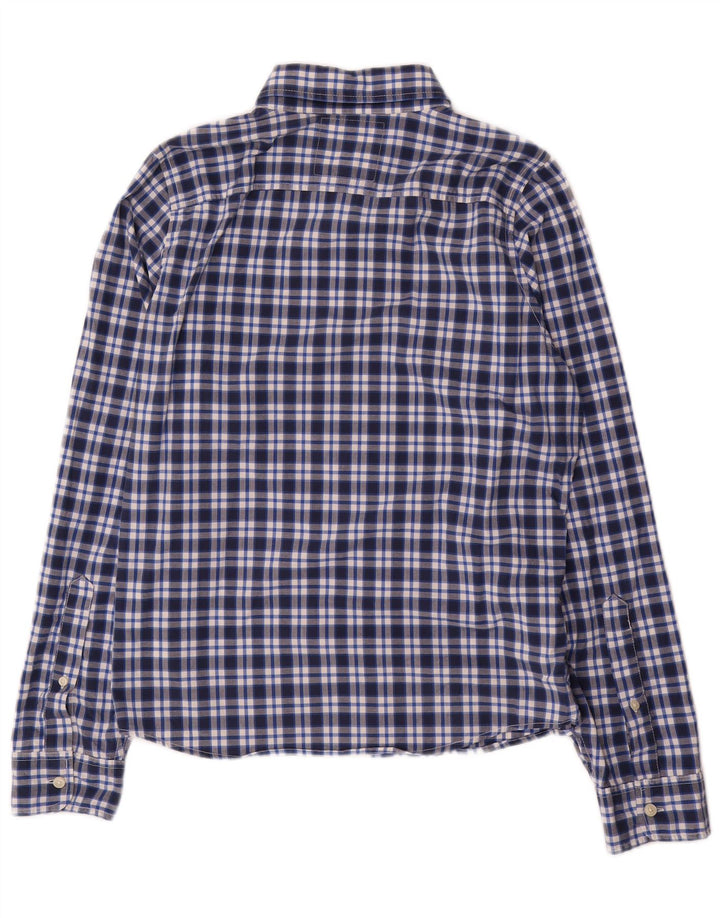 Camisa Hollister Hombre Algodón A Cuadros Azul Marino Mediano