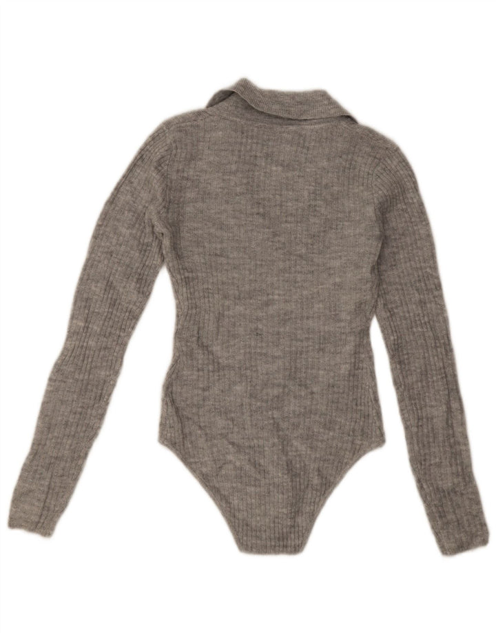 Jack Wills Body de Manga Larga para Mujer UK 8 Small Gris Acrílico