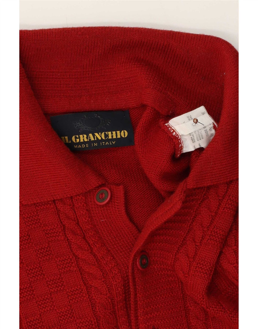 Il Granchio Hombre Polo Cuello Jersey Jersey Grande Lana Roja